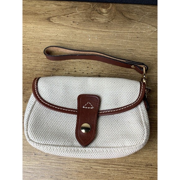 Dooney and Bourke Wristlet Wallet Beige Canvas - Picture 1 of 7